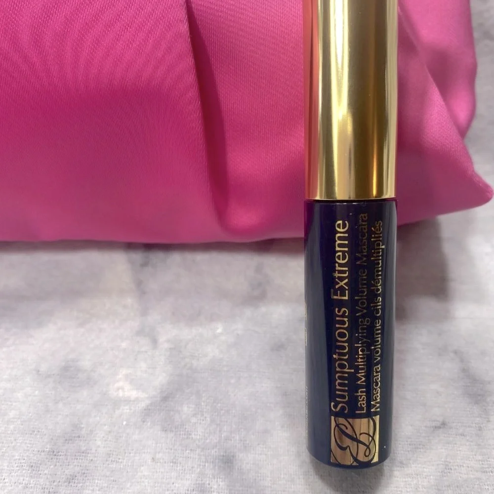 Estee Lauder Beauty Set-Pink Pouch,Lipstick,Lip Gloss,Mascara & Lotion-6pc-NEW